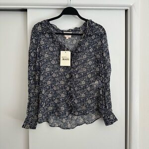 Sezane Capucine Blouse 38 Flora Marine